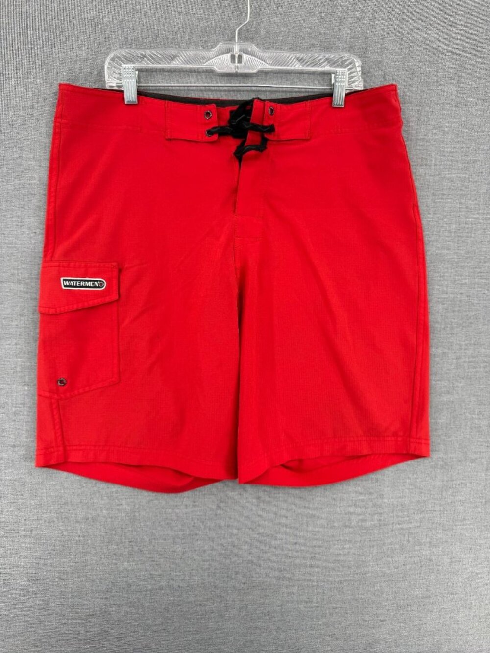 Original Waterman Board Shorts Mens 36 9" Red Swim Trunks Lifeguard Cargo Pocket